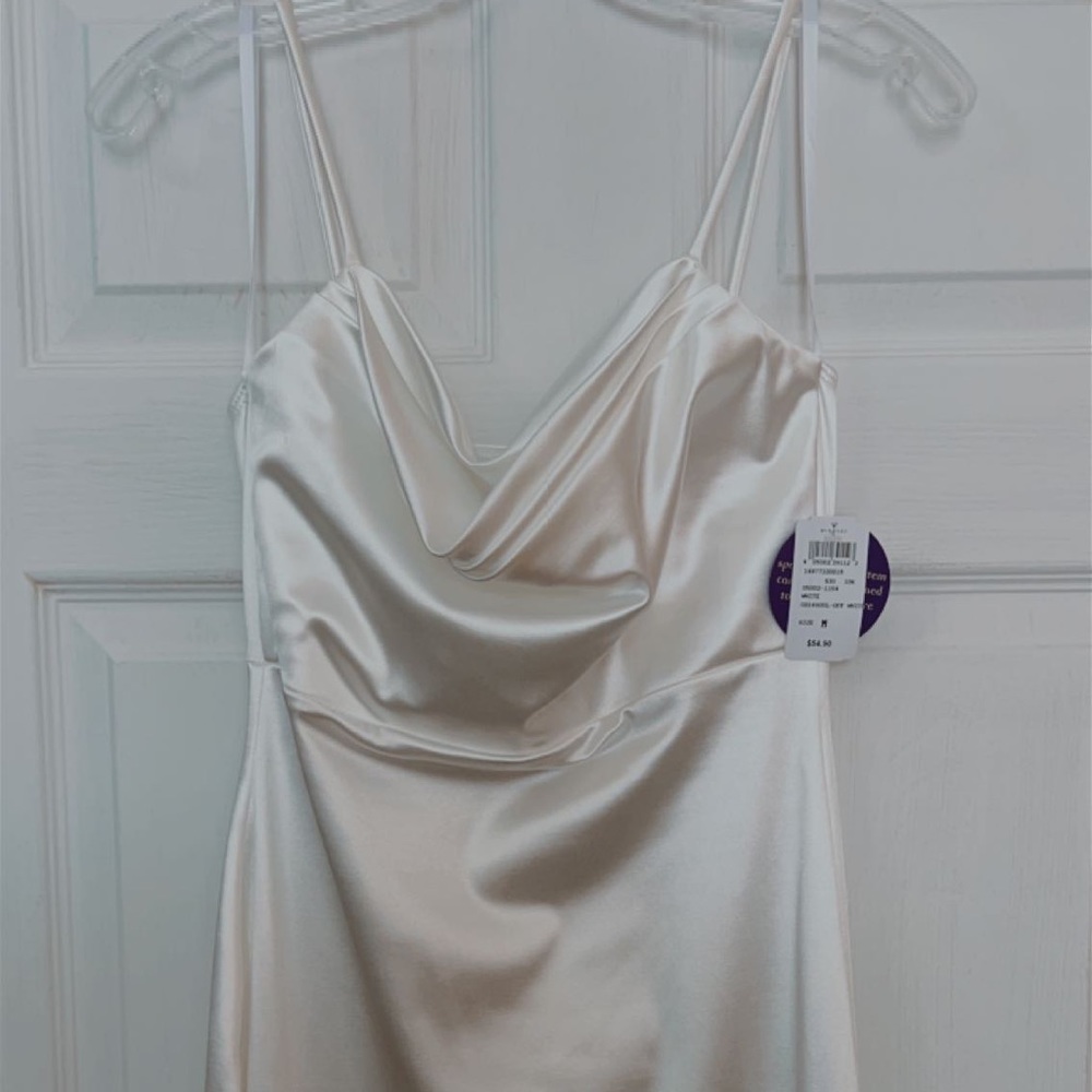Satin white prom dress